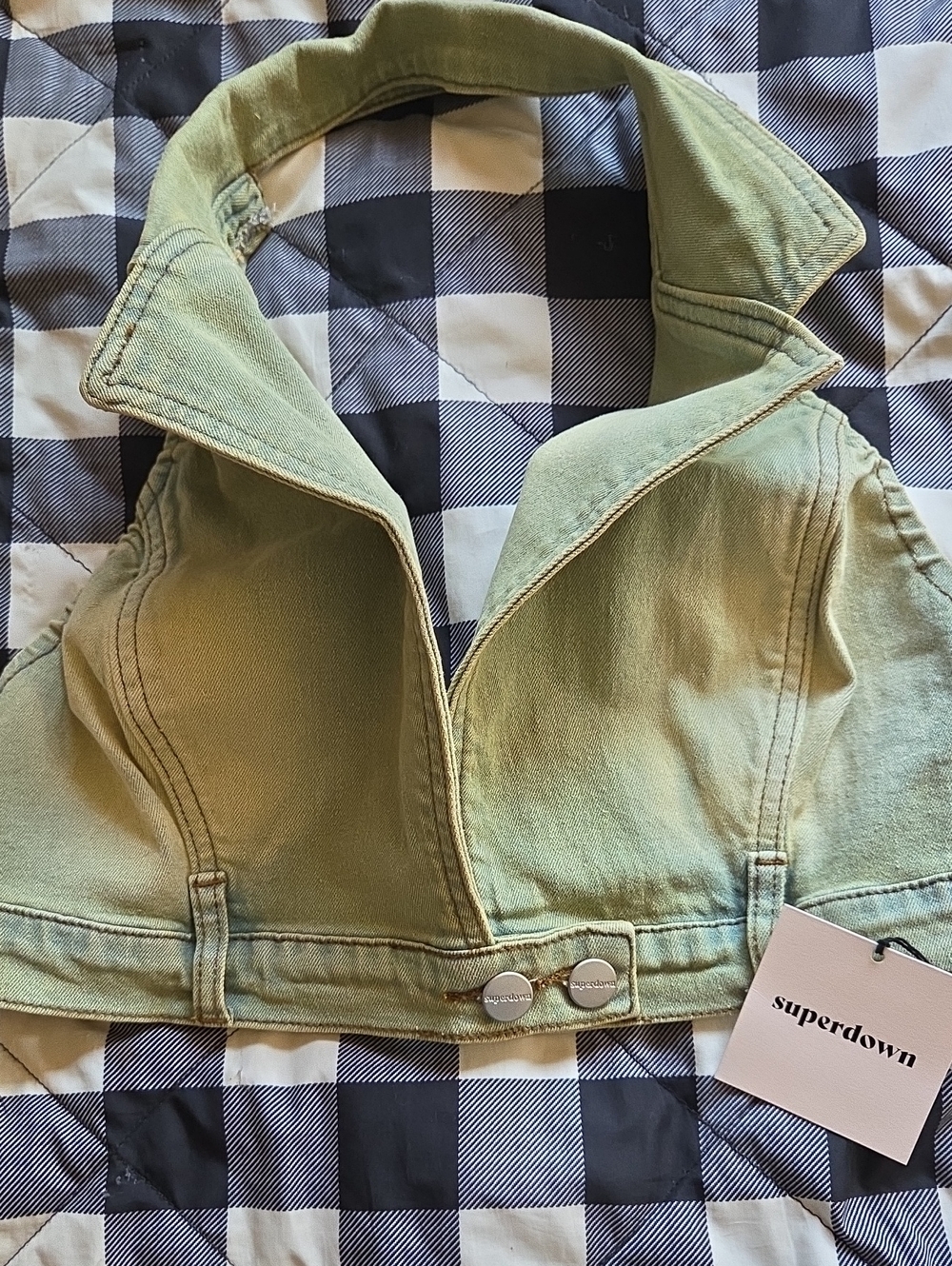 NWT! superdown Olive Green Cropped Denim Top